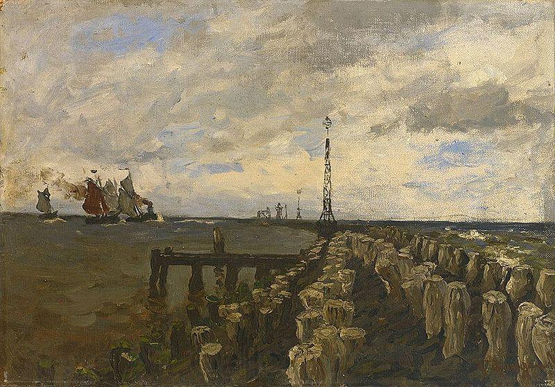 Julius Ludwig Friedrich Runge Nordseelandschaft mit Booten an einem dunstigen Morgen France oil painting art